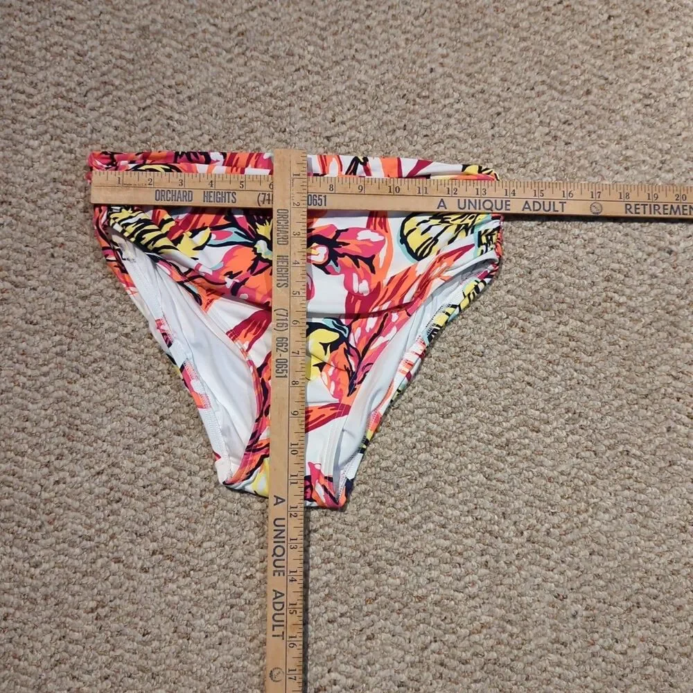 Carmen Marc Valvo Classic Shirred Waist Bikini Bottom Medium Brava Lily Floral